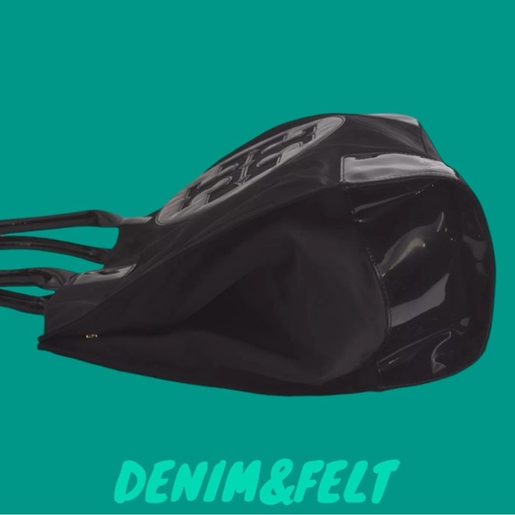 TORY BURCH Black Vintage Ella Nylon Enamel Shoulder Tote Bag/ Shoulder Bag 🖤🖤 - Picture 5 of 16